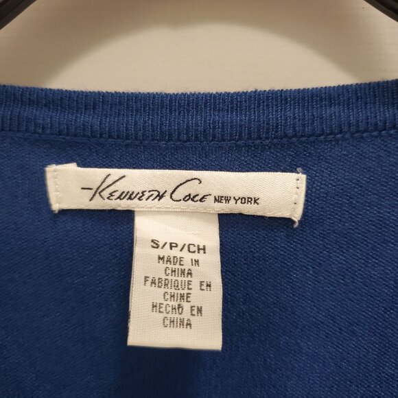 Kenneth Cole New York Women's Blue Button Front Long Sleeve Knit Cardigan Size S - Picture 3 of 4